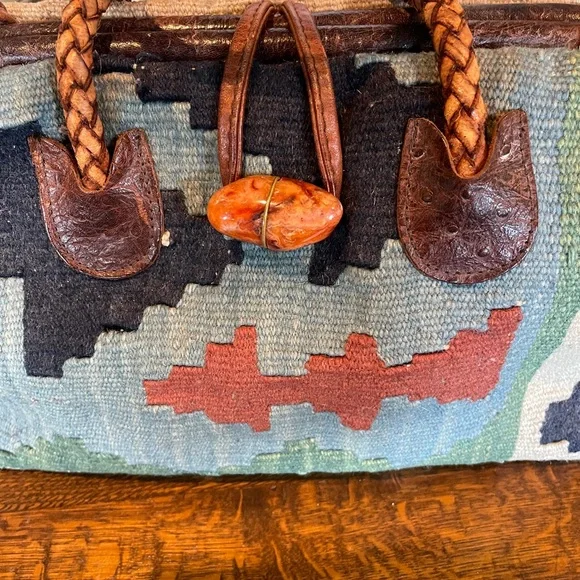 Marco Avante Killim Carpet Multicolor Southwestern Patterned Tote Bag Vintage - Picture 5 of 14